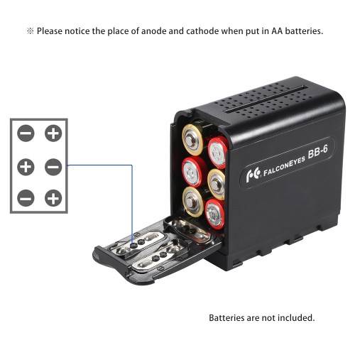 BB-6 6pcs AA Battery Pack Case Battery Holder Power as NP-F Series Battery for LED Video Light Panel