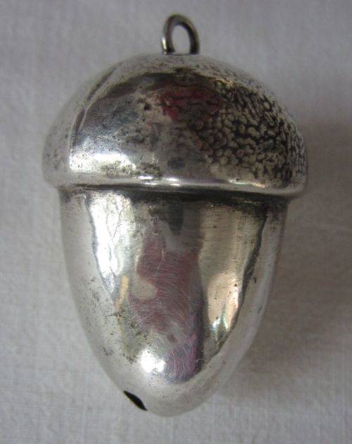 Vintage / Antique Silver Plate? Baby Acorn Rattle Bell