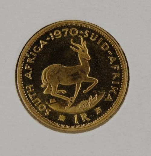 SOUTH AFRICA, 1970 R1 PROOF GOLD