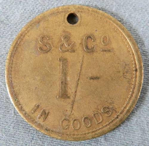 South Africa Strachan & Co. One Shilling Brass Token VF (Set/Type 4)