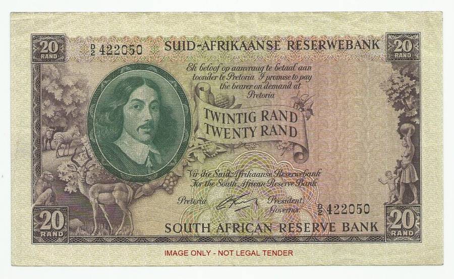 G. RISSIK, 1ST ISSUE, TWENTY RAND D2, EF