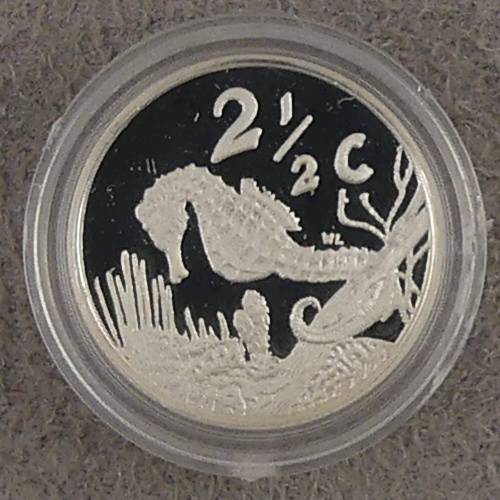 South Africa Proof Tickey 2 1/2 Cents 1997 Marine Series Seahorse