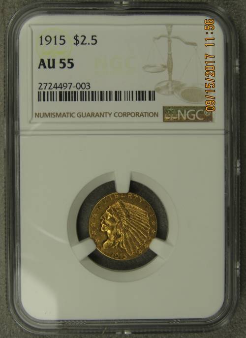 USA $ 2.5 (Quarter Eagle) 1915 NGC AU55