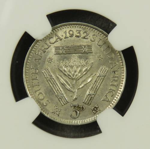South Africa Three Pence (3D, Tickey) 1932 NGC MS61