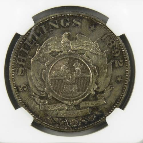 ZAR Kruger Crown 1892 5 Shillings Double Shaft NGC MS63 for Fred90