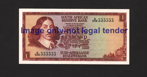 South Africa One Rand De Jongh 333333 UNC