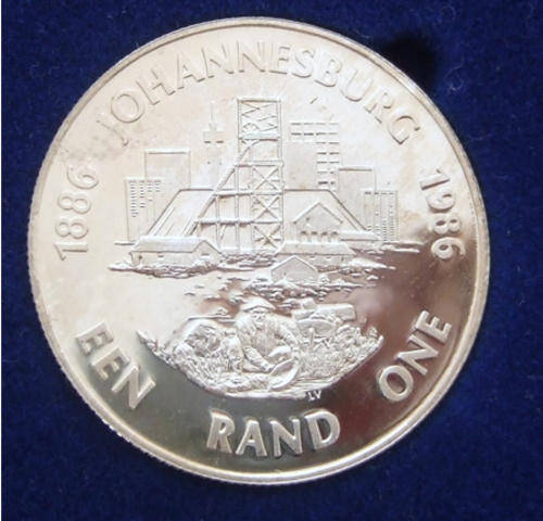 Proof 1986 Johannesburg Silver R1 In SA Mint Box