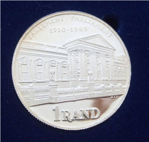 Proof 1991 Parliament R1 Silver In SA Mint Box