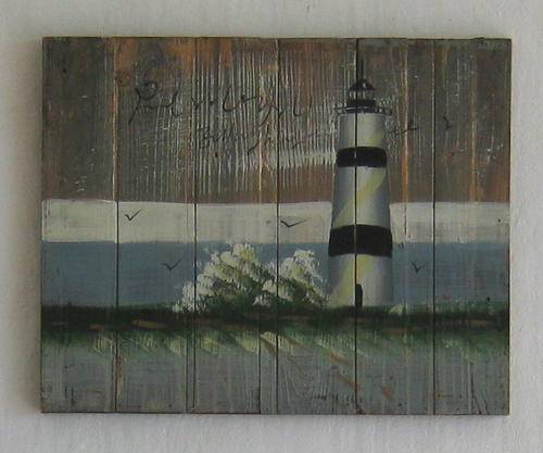 LIGHTHOUSE PAINTING ON WOOD