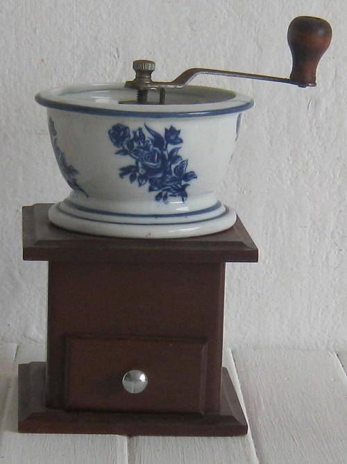 VINTAGE COFFEE GRINDER - PORCELAIN DELFT STYLE