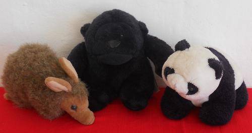 ENDANGERED SPECIES FLUFFY TOYS - Gorilla, Panda & Ardvark