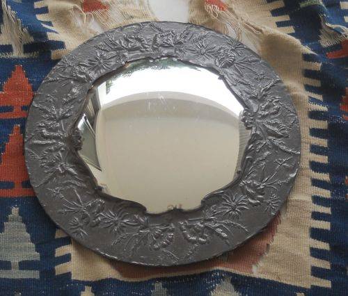ROUND PEWTER FRAMED CONVEX MIRROR