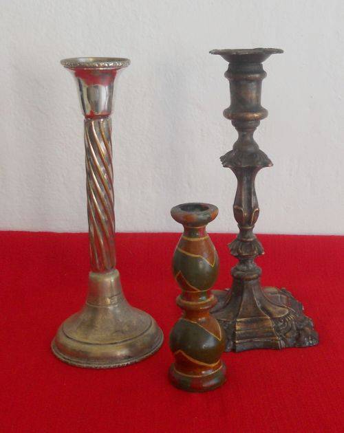 3 RUSTIC / BOHEMIAN STYLE CANDLESTICKS
