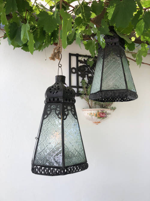 LARGE METAL and GLASS CANDLE LANTERNS
