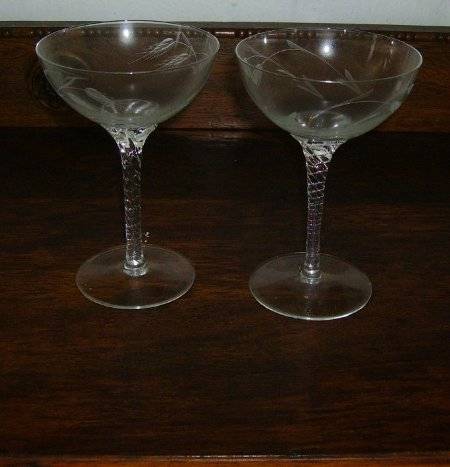 TWO CRYSTAL CHAMPAGNE GLASSES