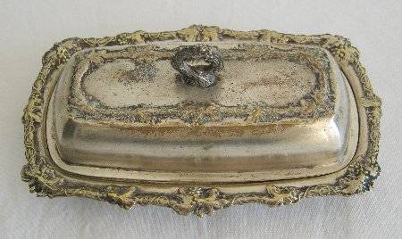 SILVER PLATED ON BRASS BUTTER DISH