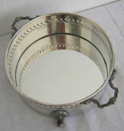 SILVER PLATED CONTAINER / MIRROR BASE