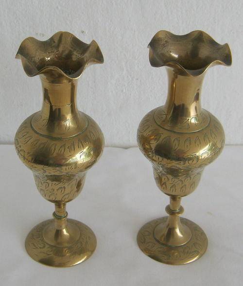 2 BRASS VASES