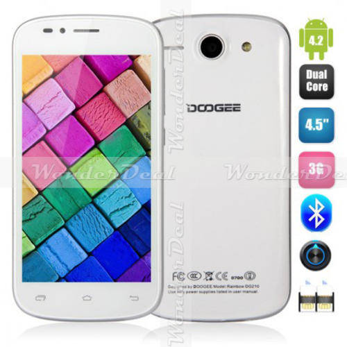 DOOGEE Rainbow DG210 Dual Core 1.3G CPU 4.5 Inch IPS Screen 3G Dual SIM Android 4.2 GPS Cellphone