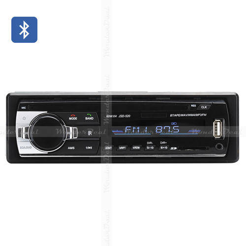 One DIN Bluetooth Car Stereo - 4x 60W Speaker, Support Front Aux In, USB + SD Card Slot, MP3 WAV APE