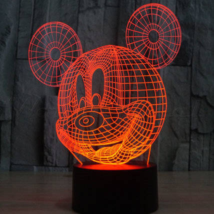3D Mickey Mouse Illusion Led Night Light 7colors Changing Novelty Cool Decoration Gift Lamp