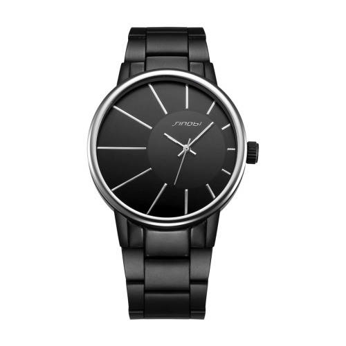 SINOBI Simple Black Alloy Watches Men New Fashion Men's Quartz Watch Luxury Brand Business