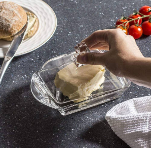 Clear Glass Butter Dish with Lid
