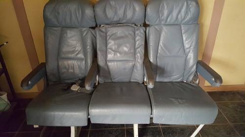 BOEING 747---400 LEATHER BLOCK OF 3 SEATS PERFECT FOR HOME THEATER OR MAN CAVE
