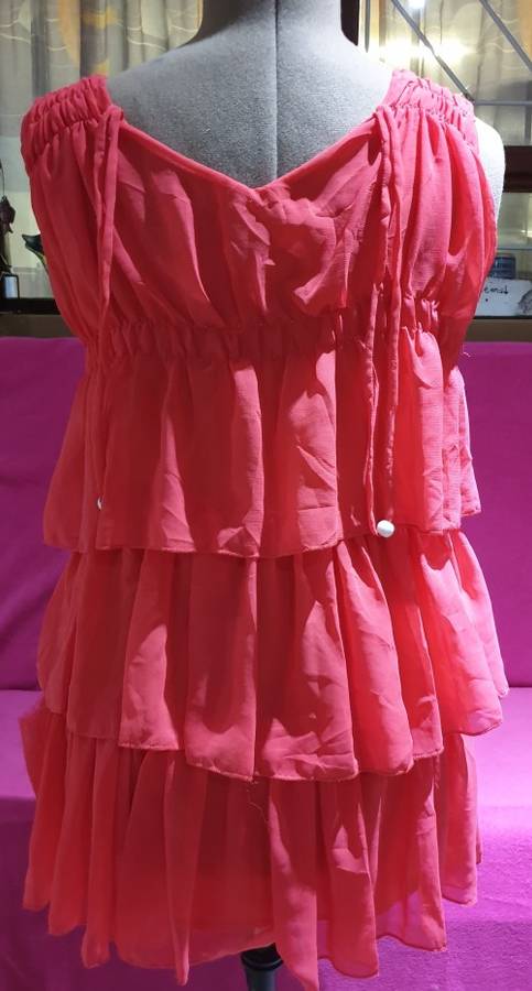 Pretty Orange Ruffled Mini-dress Size S