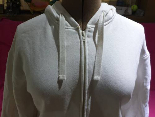 Cream Ladies Hooded Tracksuit Top Size Large