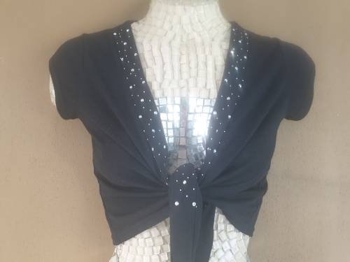 Girls Black "RT" Front-tying Top Age 11-12 Years
