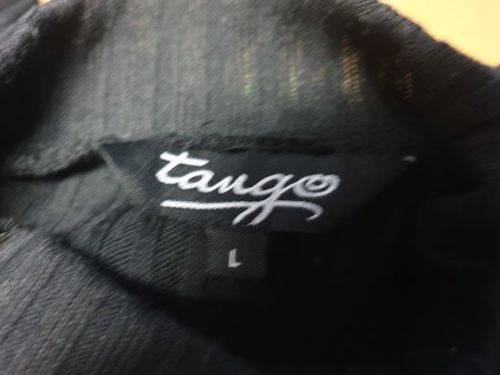 Ladies Black Ribbed "Mosaic" Longer Length Polo Neck Top Size Large