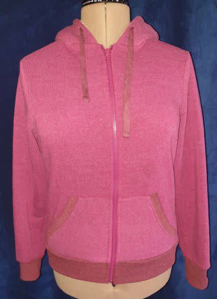 AS NEW!! Ladies `Image Active` Maroon Tracksuit Top With hoodie and Front-zipper Size 34