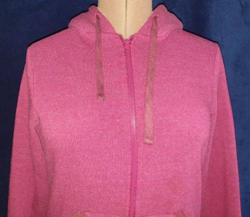AS NEW!! Ladies `Image Active` Maroon Tracksuit Top With hoodie and Front-zipper Size 34