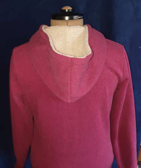 AS NEW!! Ladies `Image Active` Maroon Tracksuit Top With hoodie and Front-zipper Size 34