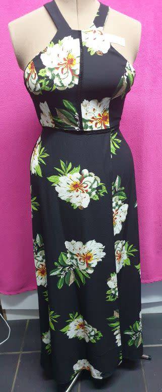 BRAND NEW!! Beautiful Ladies Black printed Summer dress with open back Size Large
