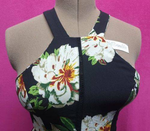 BRAND NEW!! Beautiful Ladies Black printed Summer dress with open back Size Large
