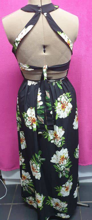 BRAND NEW!! Beautiful Ladies Black printed Summer dress with open back Size Large