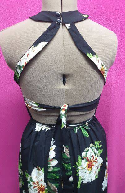 BRAND NEW!! Beautiful Ladies Black printed Summer dress with open back Size Large