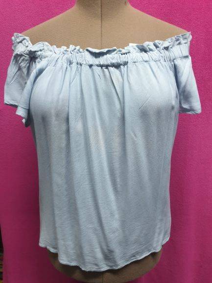 AS NEW!! Ladies "Oakridge" Light-blue Off-shoulder Blouse Size XXL
