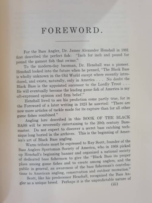 1881/1987. BOOK OF THE BLACK BASS. (Facsimile Copy) James A. Henshall.