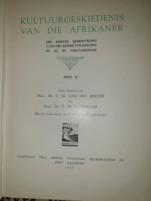 Kultuurgeskiedenis van die Afrikaner. Volledig in 3 Volumes. A4 grootte, swaar stel.