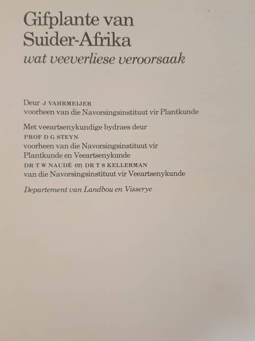 Gifplante van Suider Afrika - J. Vahrmeijer