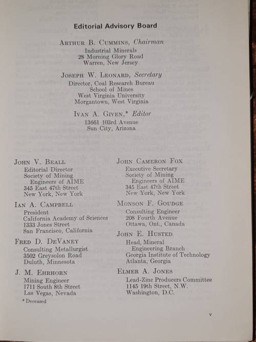 SME MINING ENGINEERING HANDBOOK. Complete in 2 Volumes.