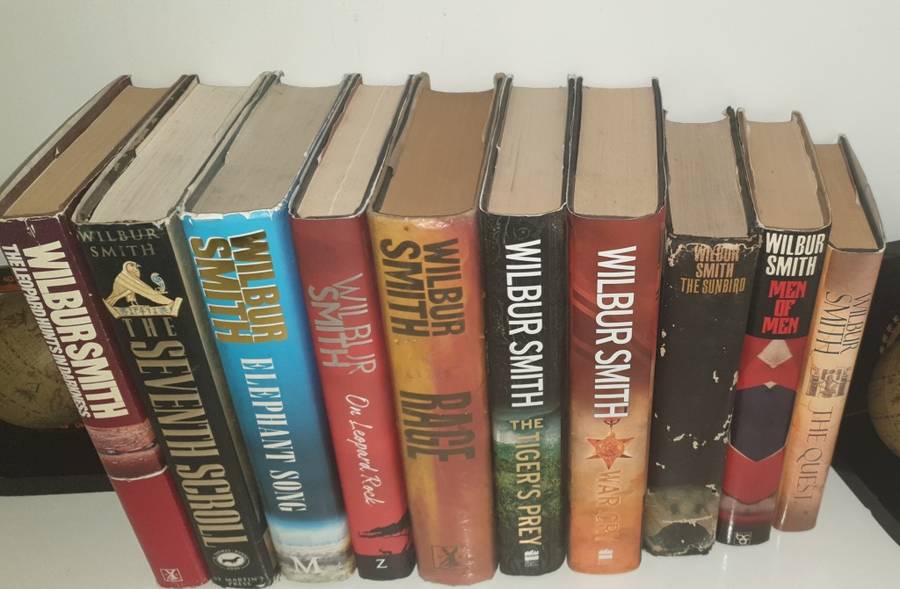 10 x Wilbur Smith h/c books, all in one lot.