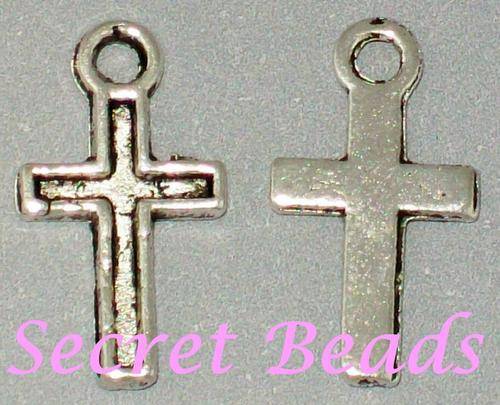 Antique Silver Cross Charm - 1pc