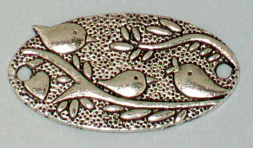 Antique Silver Infinity Oval Birds Connector - 1pc