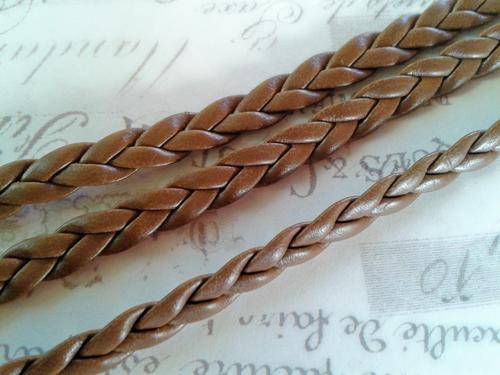 5mm - Brown Synthetic Braided Leather Cord - 1m