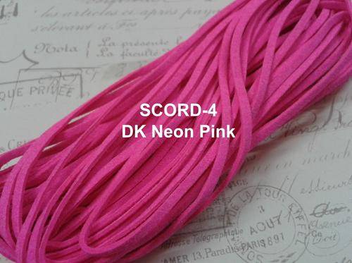 DK Neon Pink - 1.5 X 2.7mm Suede velvet leather cord - 1m