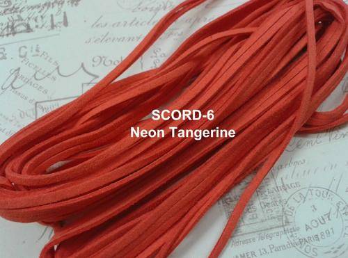 Neon Tangerine - 1.5 X 2.7mm Suede velvet leather cord - 1m